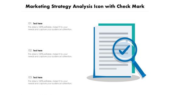 Marketing Strategy Analysis Icon With Check Mark Ppt PowerPoint Presentation File Slide Portrait PDF