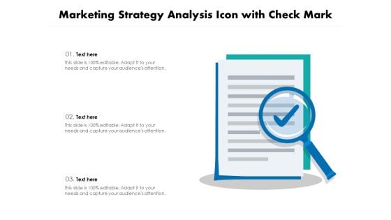 Marketing Strategy Analysis Icon With Check Mark Ppt PowerPoint Presentation File Slide Portrait PDF