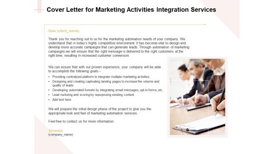 Marketing Strategy Cover Letter For Marketing Activities Integration Services Microsoft PDF