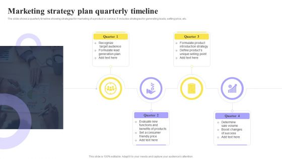 Marketing Strategy Plan Quarterly Timeline Ppt PowerPoint Presentation Professional Introduction PDF