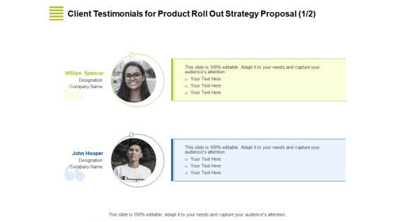 Marketing Strategy Proposal For Product Launch Client Testimonials For Product Roll Out Strategy Proposal Rules PDF