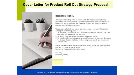 Marketing Strategy Proposal For Product Launch Cover Letter For Product Roll Out Strategy Proposal Structure PDF