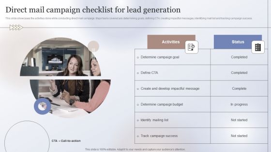Marketing Strategy To Enhance Direct Mail Campaign Checklist For Lead Generation Infographics PDF Marketing Strategy To Enhance Direct Mail Campaign Checklist For Lead Generation Infographics PDF