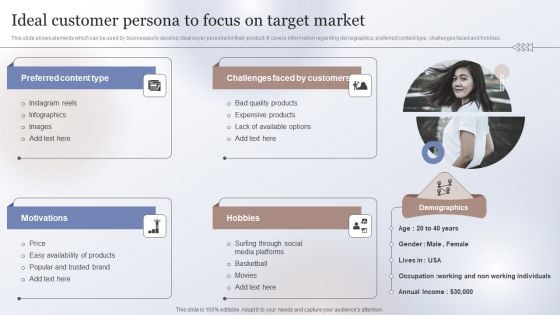 Marketing Strategy To Enhance Ideal Customer Persona To Focus On Target Market Brochure PDF