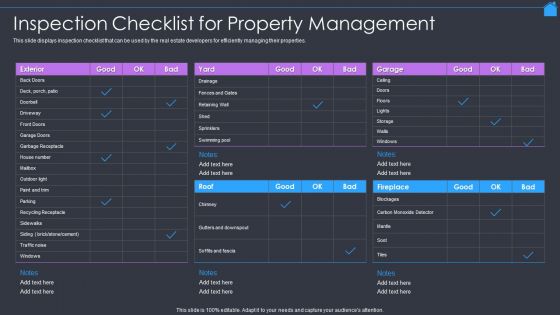 Marketing Strategy To Enhance Real Estate Sales Inspection Checklist For Property Management Guidelines PDF