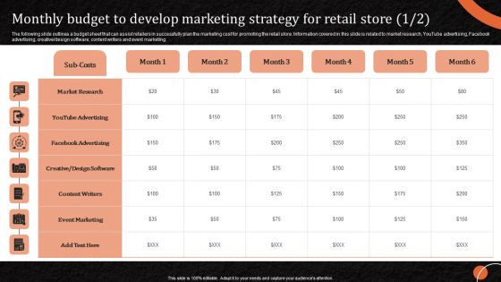 Marketing Tactics To Increase Monthly Budget To Develop Marketing Strategy For Retail Store Infographics PDF