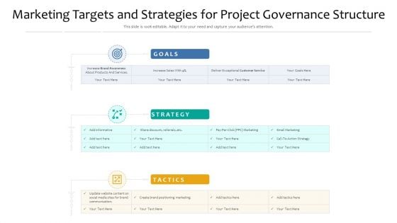 Marketing Targets And Strategies For Project Governance Structure Ppt PowerPoint Presentation File Objects PDF