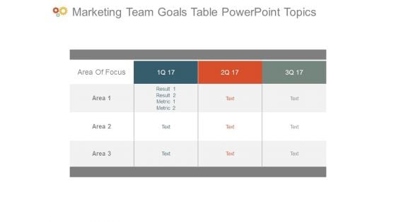 Marketing Team Goals Table Powerpoint Topics