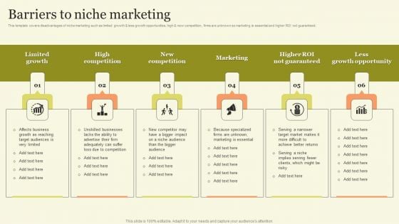 Marketing Techniques For Increasing Target Audience Barriers To Niche Marketing Formats PDF