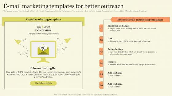 Marketing Techniques For Increasing Target Audience E Mail Marketing Templates For Better Outreach Mockup PDF