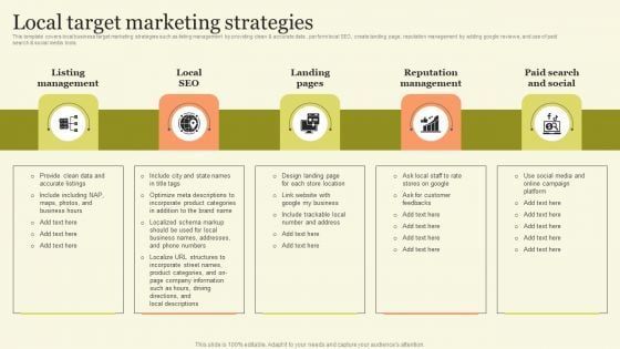 Marketing Techniques For Increasing Target Audience Local Target Marketing Strategies Template PDF Marketing Techniques For Increasing Target Audience Local Target Marketing Strategies Template PDF