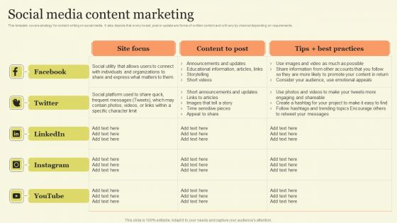 Marketing Techniques For Increasing Target Audience Social Media Content Marketing Themes PDF