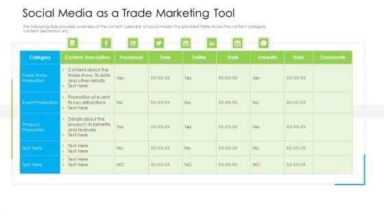 Marketing Techniques Online Offline Commercial Activities Social Media As A Trade Marketing Tool Slides PDF