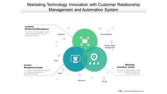 Marketing Technology Innovation With Customer Relationship Management And Automation System Ppt PowerPoint Presentation Icon Layouts PDF