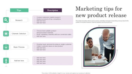 Marketing Tips For New Product Release Ppt PowerPoint Presentation Ideas Outline PDF