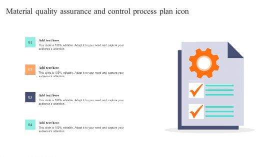 Material Quality Assurance And Control Process Plan Icon Template PDF