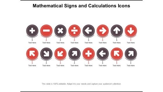 Mathematical Signs And Calculations Icons Ppt PowerPoint Presentation File Show PDF