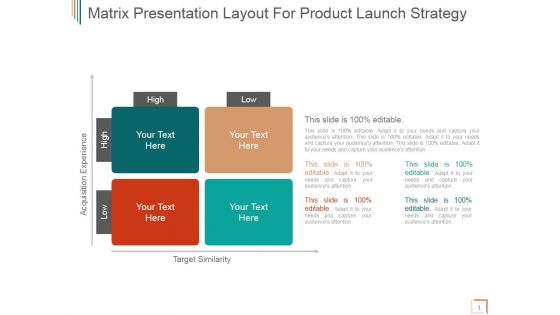 Matrix Presentation Layout For Product Launch Strategy Ppt PowerPoint Presentation Icon