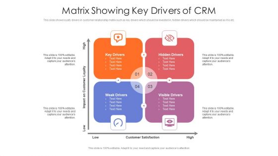 Matrix Showing Key Drivers Of CRM Ppt PowerPoint Presentation File Example PDF