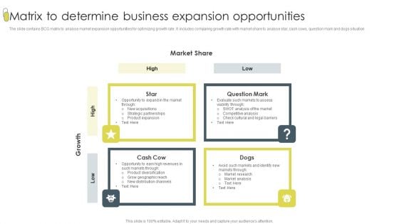 Matrix To Determine Business Expansion Opportunities Clipart PDF