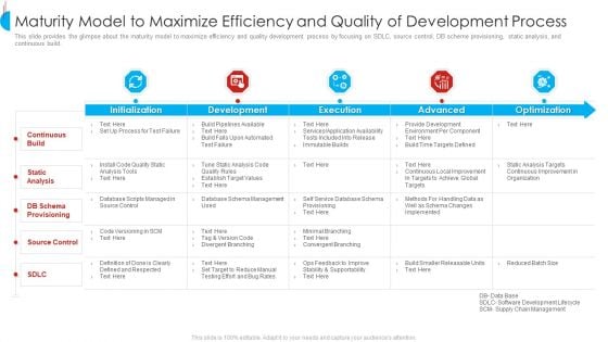 Maturity Model To Maximize Efficiency And Quality Of Development Process Sample PDF