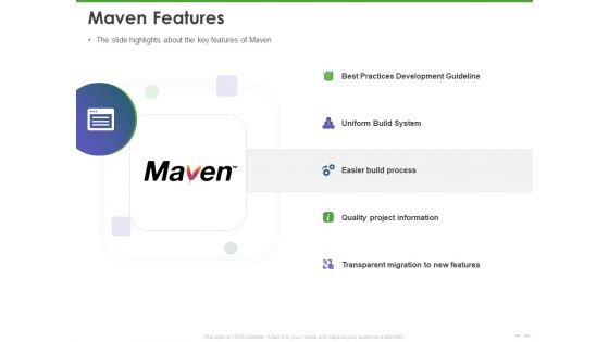 Maven Getting Started Guide Maven Features Ppt PowerPoint Presentation Layouts Example PDF