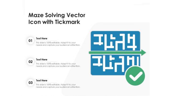 Maze Solving Vector Icon With Tickmark Ppt PowerPoint Presentation Gallery Graphics Download PDF