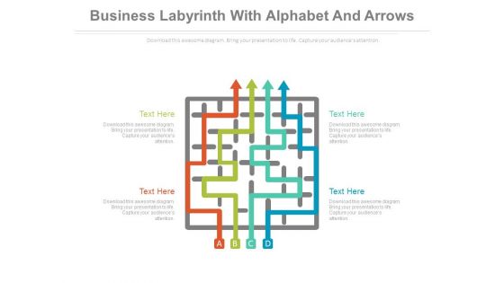 Maze With Alphabets And Arrows For Solution Powerpoint Template