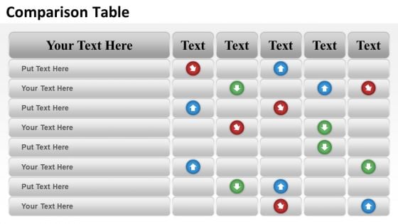 Mba Models And Frameworks Comparison Table Of Business Data Business Diagram