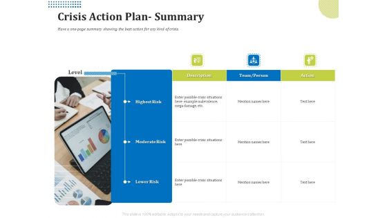 Means Of Communication During Disaster Management Crisis Action Plan Summary Ppt Portfolio Graphics PDF