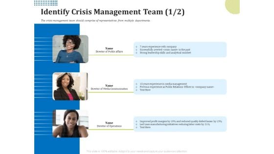 Means Of Communication During Disaster Management Identify Crisis Management Team Ppt Show Skills PDF