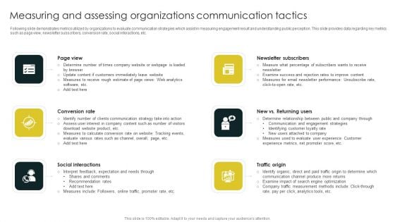 Measuring And Assessing Organizations Communication Tactics Introduction PDF