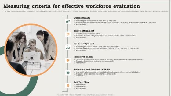 Measuring Criteria For Effective Workforce Evaluation Ppt PowerPoint Presentation Layouts Graphic Tips PDF