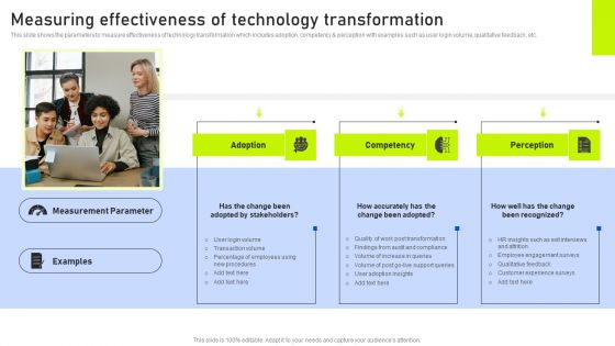 Measuring Effectiveness Of Technology Transformation Ppt Styles Brochure PDF Measuring Effectiveness Of Technology Transformation Ppt Styles Brochure PDF