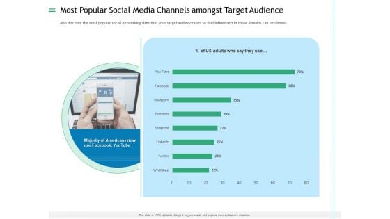 Measuring Influencer Marketing ROI Most Popular Social Media Channels Amongst Target Audience Designs PDF