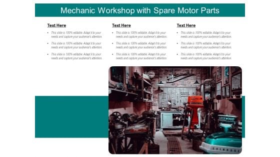 Mechanic Workshop With Spare Motor Parts Ppt PowerPoint Presentation Gallery Picture PDF