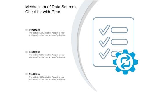 Mechanism Of Data Sources Checklist With Gear Ppt PowerPoint Presentation Model Example