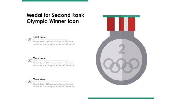 Medal For Second Rank Olympic Winner Icon Ppt Powerpoint Presentation Slides Background Image Pdf