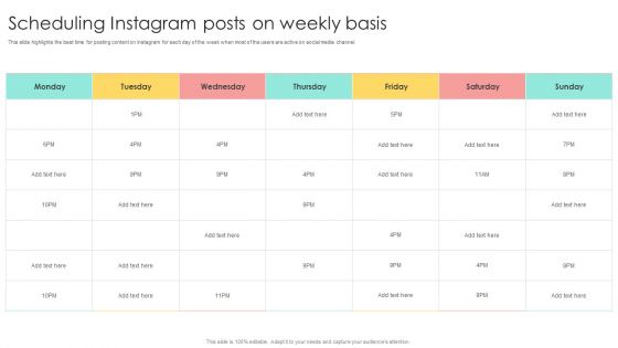 Media Advertising Scheduling Instagram Posts On Weekly Basis Topics PDF