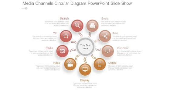 Media Channels Circular Diagram Powerpoint Slide Show