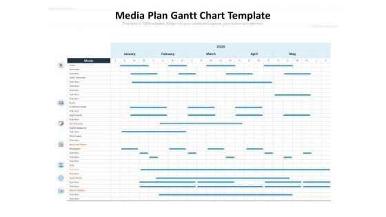 Media Plan Gantt Chart Template Ppt PowerPoint Presentation Portfolio Background Image PDF