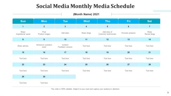 Media Schedule Organizational Social Media Ppt PowerPoint Presentation Complete Deck With Slides