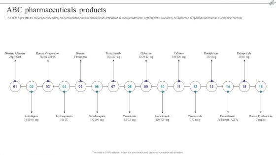 Medical Care Company Overview ABC Pharmaceuticals Products Infographics PDF