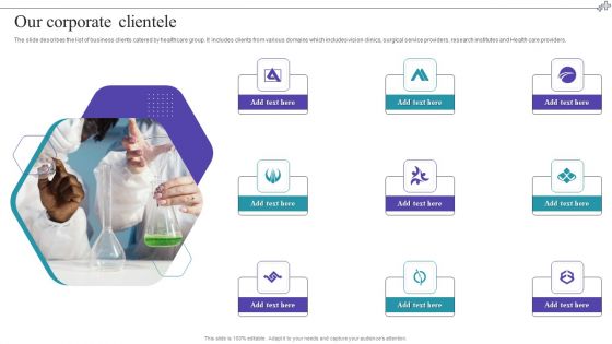 Medical Care Company Overview Our Corporate Clientele Diagrams PDF