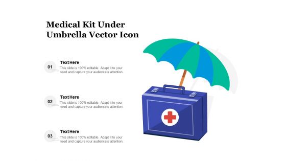 Medical Kit Under Umbrella Vector Icon Ppt PowerPoint Presentation File Themes PDF