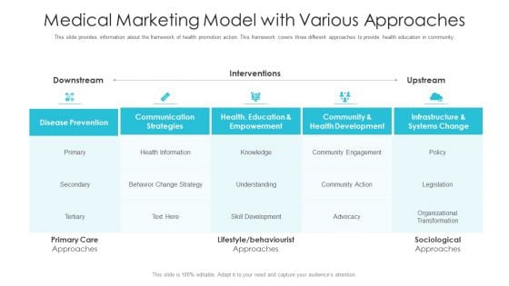 Medical Marketing Model With Various Approaches Ppt Portfolio Graphics Tutorials PDF