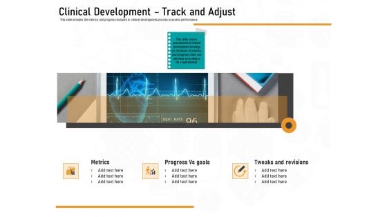 Medicine Promotion Clinical Development Track And Adjust Ppt PowerPoint Presentation Show Picture PDF