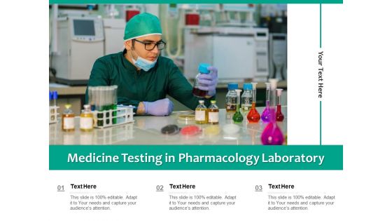 Medicine Testing In Pharmacology Laboratory Ppt PowerPoint Presentation Show Influencers PDF