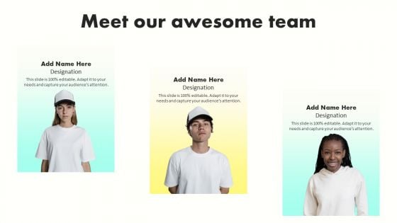 Meet Our Awesome Team Developing Brand Awareness To Gain Customer Attention Template PDF