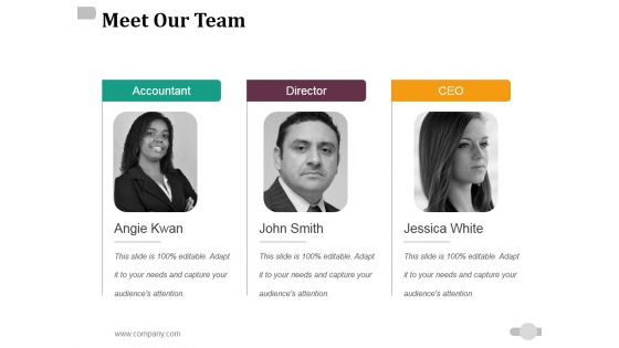 Meet Our Team Ppt PowerPoint Presentation Gallery Example Meet Our Team Ppt PowerPoint Presentation Gallery Example